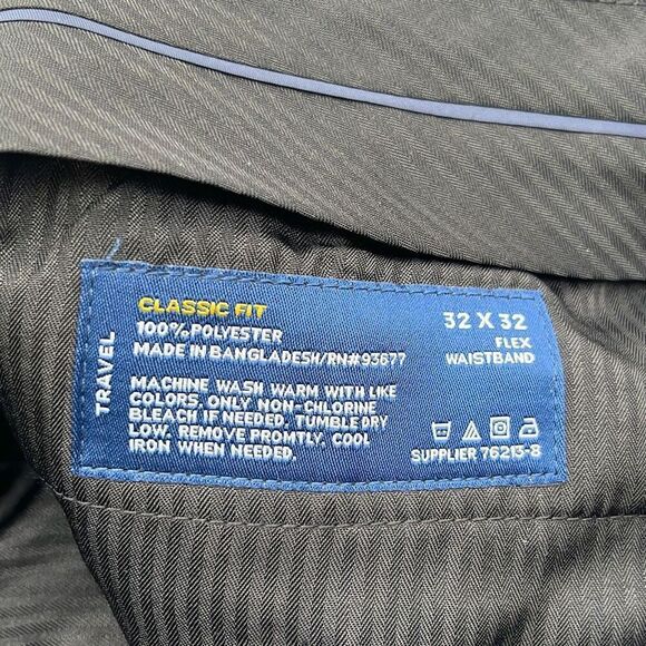 STAFFORD Men’s Dress Pants Classic Fit Flex Waist Black 32x32 Travel Work EUC - Picture 11 of 11